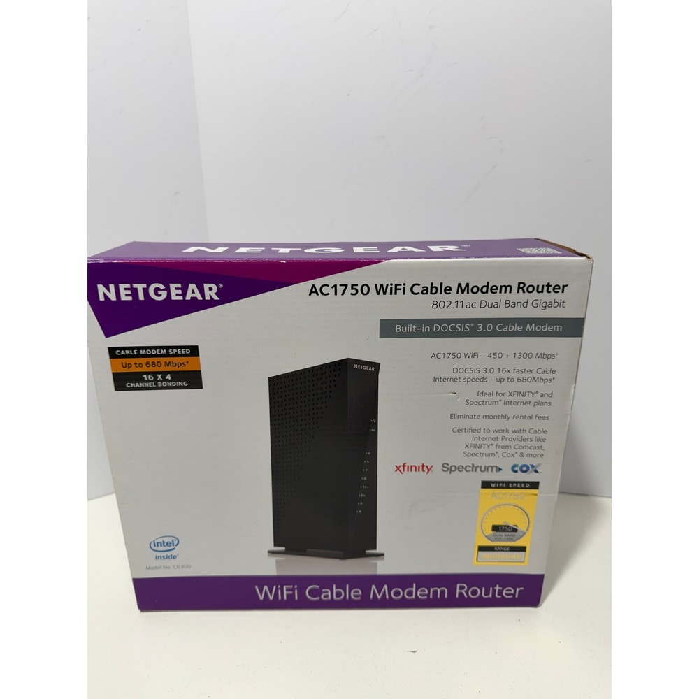 Netgear AC1750 WiFi Cable Modem Router C6300 DOCSIS 3.0 Dual Band Gigabit Black
